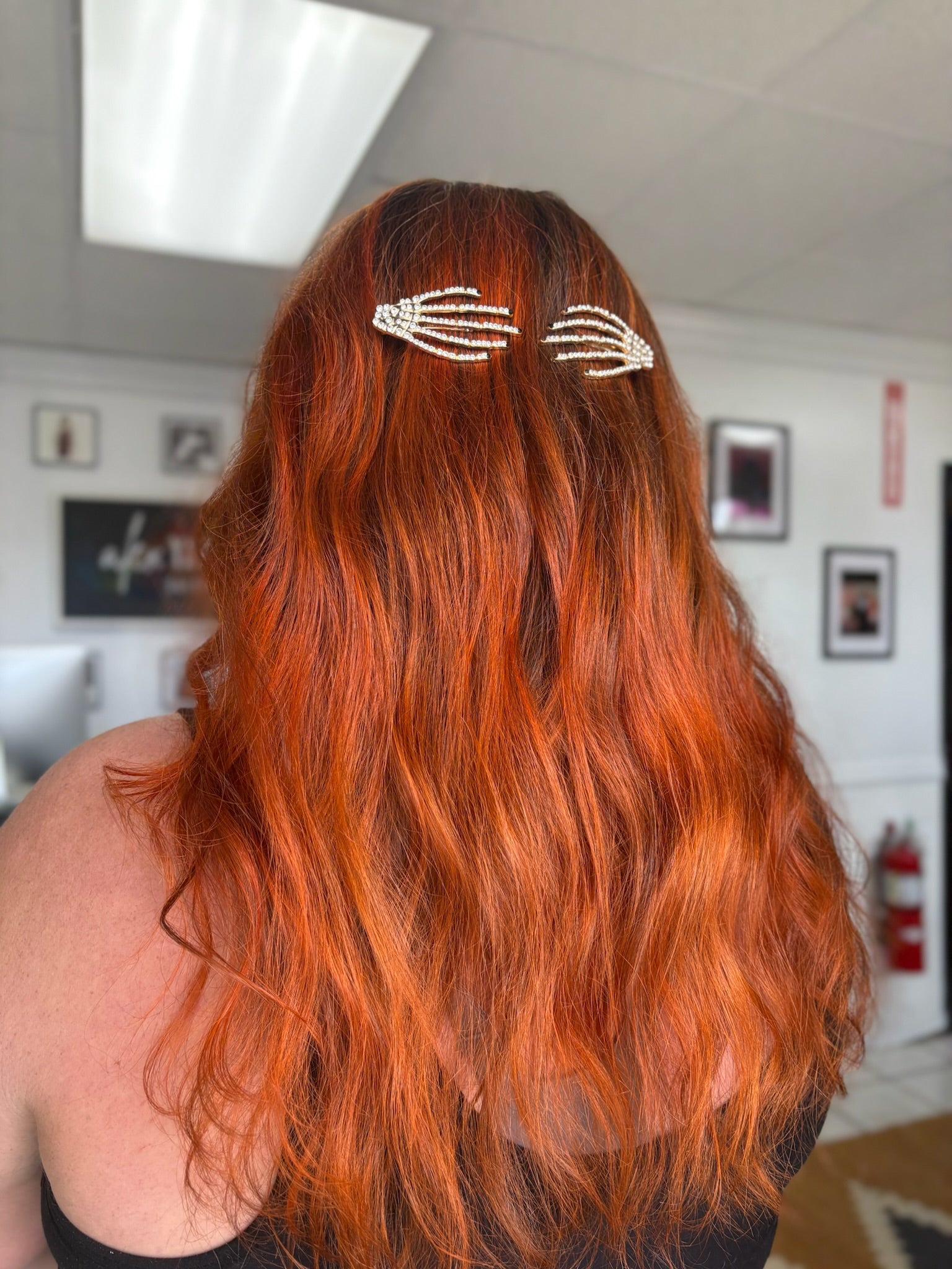 bright orange vivid wavy hair 