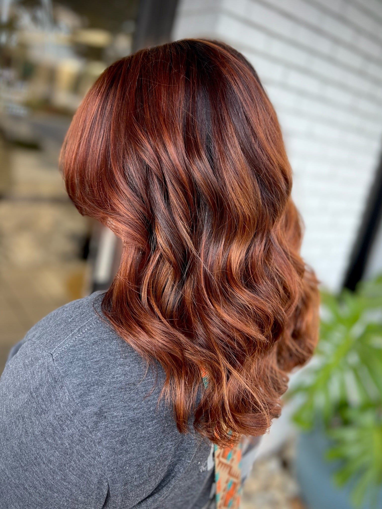 wavy red, orange, copper medium length hair